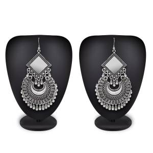 Be It A Simple Kurti Or Suit, This Earrings Are Suitable For Both, Grab This Silver Colored Earrings In Oxidise Material. 