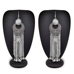 Be It A Simple Kurti Or Suit, This Earrings Are Suitable For Both, Grab This Silver Colored Earrings In Oxidise Material. 