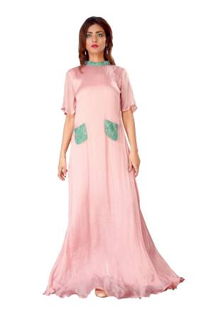 Look Pretty In This Readymade Designer  Gown In Baby Pink Color Fabricated On Silk Chiffon. This Readymade Gown Ensures Superb Comfort All Day Long And It IS Available In Many Sizes.