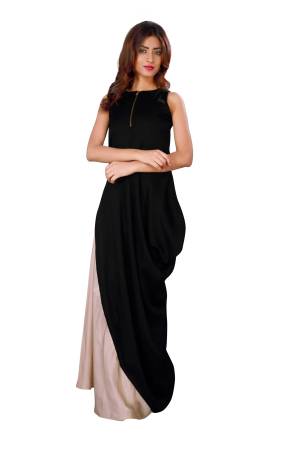 New And Unique Patterned Designer Readymade Gown Is Here In Black And Dusty Pink Color Fabricated On Satin. It Has Beautiful Drape Pattern Which Will Earn You Lots Of Compliments From Onlookers.