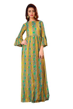 Go Colorful With This Multi Colored Readymade Gown Fabricated On Cotton Satin Beautified With Prints All Over It. This Gown Is Available In Many Sizes And Ensures Superb Comfort All Day Long.