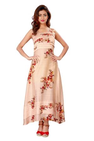 Flaunt Your Rich And Elegant Taste Wearing This Readymade Gown Is Beige Color Fabricated On Satin Beautified With Floral Prints. This Gown Is Light Weight And Easy To Carry All Day Long.