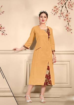 Simple and Elegant Looking Readymade Kurti Is Here In Beige Color Fabricated On Cotton. This Kurti Is Light Weight And Soft Towards Skin Which Is Easy To Carry All Day Long.