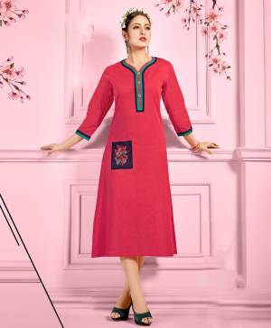 Look Pretty wearing This Readymade Kurti In Pink Color Fabricated On Cotton. This Kurti Is Light In Weight And Available In Many Sizes. Buy This Kurti Now.