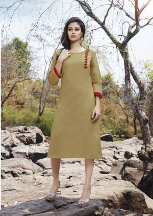 Simple And Elegant Looking Readymade Kurti Is Here In Beige Color Fabricated On Cotton, This Kurti Is Light Weight, Soft Towards Skin And Durable.