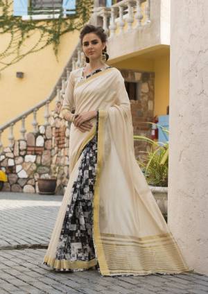 Simple And Elegant Looking Saree Is Here In Cream Color Paired With Cream Colored Blouse. This Pretty Saree And Blouse Are Fabricated On Cotton Art Silk. This Fabric Gives Rich Look To Even A Simple Saree. 