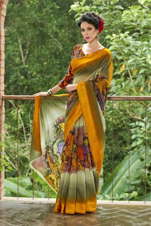 Look Fresh And Attractive Everytime You Wear This Saree In Yellow And  Green Color Paired With Multi Colored Blouse. This Saree And Blouse are Fabricated On Chanderi Silk Which Is Light Weight And Durable. Buy This Saree Now.
