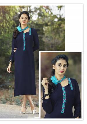 Earn Lots Of Compliments Even With This Simple And Elegant Looking Readymade Kurti In Navy Blue Color Fabricated On Cotton. This Kurti Is Thread Work. It Is Light Weight And Easy To Carry All Day Long.