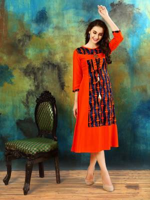Shine Bright Wearing This Readymade Kurti In Orange Color Fabricated On Rayon Cotton Beautified with Prints. It Is Durable And Easy To care For. Buy This Kurti Now.