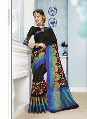 Enhance Your Beauty Wearing This Saree In Black Color Paired With Black Colored Blouse. This Saree And Blouse are Fabricated On Cotton Art Silk Which Gives A Rich Look To Your Personality. Buy This Saree Now.
