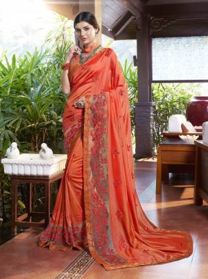 Shine Bright Wearing This Bright And Visually Appealing Saree In Orange Color Paired With Orange Colored Blouse. This Saree Is Fabricated On Art Silk Paired With Art Silk Fabricated Blouse. It Ensures Superb Comfort And Easy To carry Throughout The Gala.