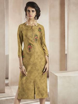 For Your Semi-Casual Wear, Grab This Designer Readymade Kurti In Golden Yellow Color Fabricated On Modal Beautified with Multi Colored Thread Work. This Kurti Is Soft Towards Skin And Easy To Carry All Day Long.