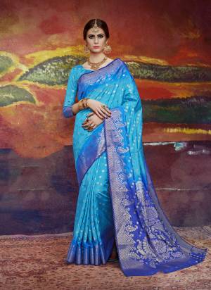 Grab This Pretty Simple Saree In Blue Color Paired With Blue Colored Blouse. This Saree And Blouse Are Fabricated On Nylon Art Silk Beautified With Weave. It Is Easy To Drape And You can Wear As Per Your Suitable Function. 