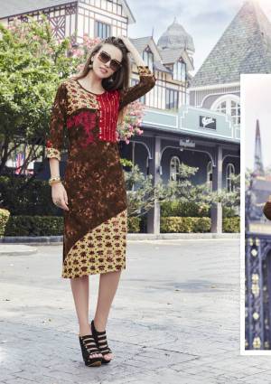 Simple and Elegant Looking Kurti Is Here With This Readymade Kurti In Brown and Beige Color Fabricated On Cotton Beautified With Prints And Thread Work. This Readymade Kurti Is Light Weight And easy To Carry All Day Long.