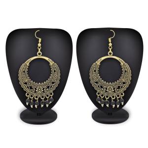 A Perfect Earrings Set To Pair Up With Kurti For Any Festive Wear. Grab This Stylish Earrings Set Black Colored Beads Which Can Be Paired With Any Colored Attire. Buy Now.