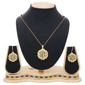 Grab This Pretty And Elegant Looking Pedant Set In Golden Color With A Set Of Earrings. It Is Light Weight And Can Be Paired With Any Colored Attire.