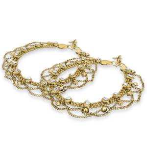 Here Is A Heavy Traditional Looking Anklet Set For You And Your Special Ones. This Set Is Light Weight And Easy To Carry. Its Attractive Part Is The Hanging Chains And Stone Work.