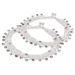 Quite Heavy Anklet Set Is Here In Silver Color. This Is Suitable For Occasion Wear As It Has Heavy Look But Light In Weight Which Is Easy To carry Throughout The Gala.