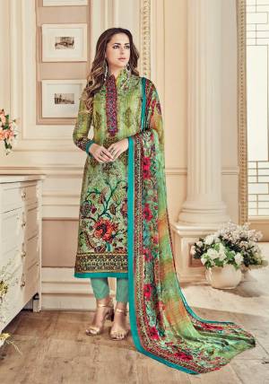 Have A Fresh And New Look Everytime You Wear This Suit In Green Colored Top Paired With Mint Green Colored Bottom And Green Colored Dupatta. Its Top And Bottom Are Fabricated On Cotton Paired With Chiffon Dupatta. Its Top And Bottom Are Fabricated On Cotton Paired With Chiffon Dupatta.  