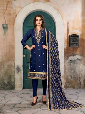 For A Rich And Elegant Personality, Grab This Designer Suit In Blue Color Paired With Blue Colored Bottom And Dupatta. Its Top Is Fabricated On Georgette Paired With Santoon Bottom And Chiffon Dupatta. All Its Fabrics Ensures Superb Comfort All Day Long. Buy Now.