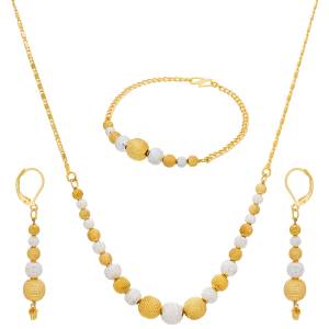 Simple And Elegant Looking Necklace Set Is Here That Can Pe Paired With Any Simple Or Heavy Traditonal Attire In Any Color. This Also Comes With A Hand Braclete. Buy Now.