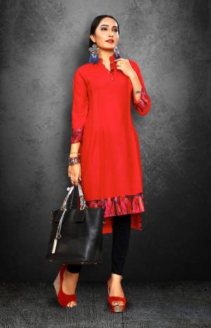 Grab This Pretty Attractive Red Colored Readymade Kurti For Your Casual Wear. This Kurti Is Fabricated On Rayon Which Is Soft Towards Skin And Easy To Carry All Day Long,