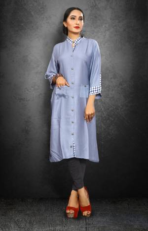 Flaunt Your Rich And Elegant Taste Wearing This Readymade Kurti In Grey Color Fabricated On Rayon. This Kurti Is Light Weight And Easy To Carry All Day Long.