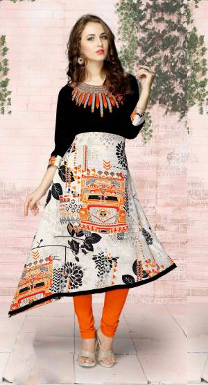 Simple And Pretty Looking Readymade Kurti Is Here In White And Black Color Fabricated On Jute Cotton Beautified With Prints And Thread Work. This Readymade Kurti Is Available In Many Sizes. Buy Now.