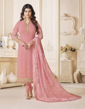 Look Pretty Wearing This Designer Semi-Stitched Suit In Light Pink Colored Top Paired With Light Pink Colored Bottom And Dupatta. Its Top Is Fabricated On Georgette Paired With Santoon Bottom And Brasso Dupatta. It Is Beautified With Attractive Embroidery. Buy It Now.