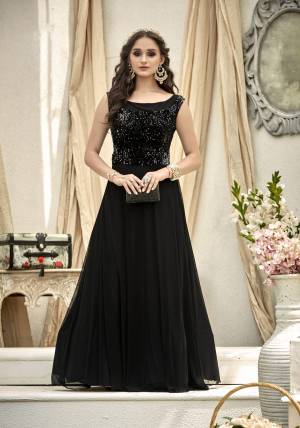 Adorn The Bold And Beautiful Look Wearing This Designer Readymade Floor Length Gown In Black Color Beautified With Sequence All Over The Yoke. This Attractive Gown Will Earn You Lots Of Compliments From Onlookers. Buy Now.
