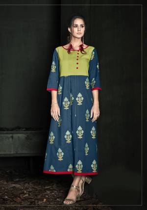 You Will Definitely Earn Lots Of Compliments Wearing this Designer Readymade Kurti In Blue Color Fabricated On Rayon Cotton. This Readymade Kurti Is Available In Many Sizes. Buy It Now.