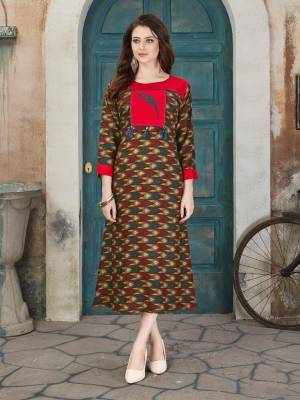 Go Colorful Wearing This Readymade Kurti In Multi Color Fabricated On Rayon Cotton Beautified With Prints All Over It. It Is Light Weight And Easy To Carry All Day Long.