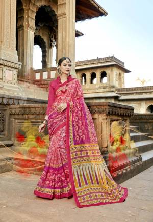 Look Pretty Wearing This Saree In Pink Color Paired With Pink colored Blouse. This Saree Is Fabricated On Super Net Cotton Paired With Art Silk Fabricated Blouse. It Is Light Weight, Durable and Easy To care For.