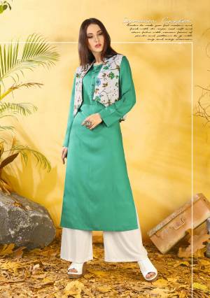 Add This Readymade Kurti With Koti In Sea Green Color Fabricated On Rayon Cotton Beautified With Prints. This Kurti Ensures Superb Comfort All Day Long. Buy Now.