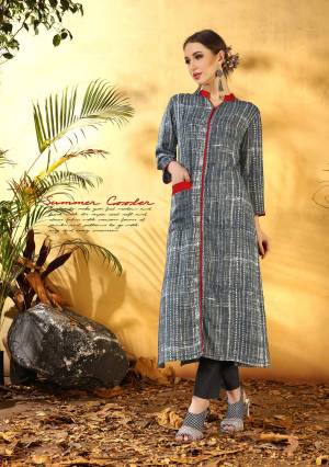 Be It Your Office Wear Or Casual Wear. Grab This Pretty Readymade Kurti In Grey Color Fabricated On Rayon.  It Is Beautified With Simple Prints All Over It. Buy This Kurti Now.
