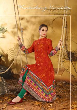 Shine Bright Wearing This Orange Colored Readymade Kurti Fabricated On Rayon. This Kurti Is Beautified With Prints All Over It. Buy This Kurti In Multiple Sizes Now.