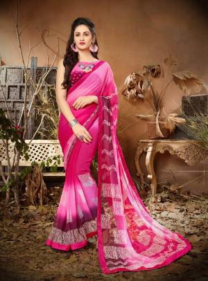 Look Pretty Wearing This Saree In Pink Color Paired With Pink Colored Blouse. This Saree Is Fabricated On Georgette Paired With Georgette Fabricated Blouse. This Pretty Saree Is Beautified With Simple Prints. Buy This Saree Now.