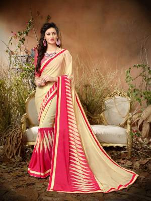 Flaunt Your Rich And Elegant Taste Wearing This Saree In Cream Color Paired With Pink Colored Blouse. This Saree Is Fabricated On Georgette Paired With Georgette Fabricated Blouse. Both Its Fabrics Are Light Weight And Easy To Carry All Day Long.