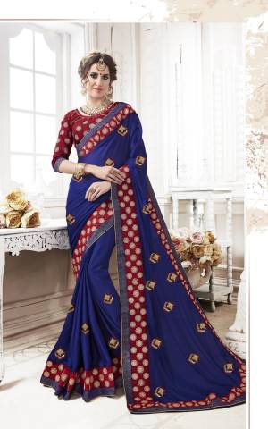 Add This Pretty Attractive Saree To Your Wardobe In Royal Blue Color Paired With Contrasting Maroon Colored Blouse. This Saree Is Fabricated On Georgette Paired With Art Silk Fabricated Blouse. Buy It Now.