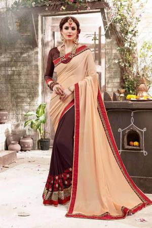 Simple and Elegant Looking Saree Is Here In Beige And Brown Color Paired With Brown Colored Blouse. This Saree Is Fabricated On Georgette Paired With Art Silk Fabricated Blouse. Also Its Fabrics Ensures Superb Comfort All Day Long.