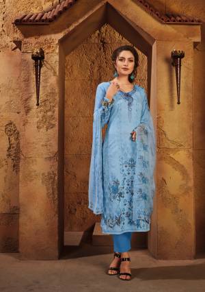 Simple And Elegant Looking Suit Is Here In Blue Color Paired With Blue Colored Bottom And Dupatta. Its Top And Bottom Are Fabricated On Satin Paired With Chiffon Dupatta. Its Fabric Is Light In Weight And Ensures Superb Comfort All Day Long. Buy Now.