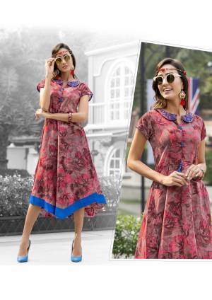 Look Pretty In This Printed Readymade Kurti In Pink Color Fabricated On Rayon. This Kurti Is Available In All Regular Sizes. Also It IS Light Weight And Easy To Carry All Day Long.