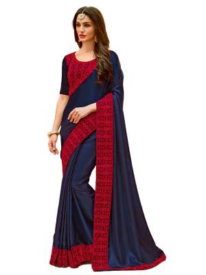 Dark Colors Adds More Beauty To Your Personality, So Grab This Saree In Violet Color Paired With Violet Colored Blouse. This Saree Is Fabricated On Satin Silk Paired With Velvet Fabricated Blouse. It Is Beautified With Thread Embroidery And Stone Work.