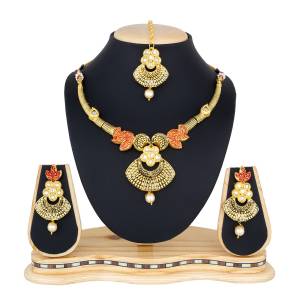 For The Upcoming Festive, Pair This Beautiful Designer Necklace With Your Simple Or Heavy Dress Which Goes With Both Types. This Set Is Light Weight And Easy To Carry Throughout The Gala.