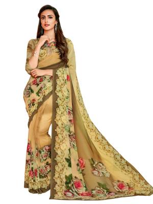 Grab This Colorful Saree In Multi Color Paired With Multi Colored Blouse, This Saree And Blouse Are Fabricated On Georgette Beautified With Bold Floral Prints All Over It, Its Fabric Is Light In Weight And ensures Superb Comfort All Day Long.