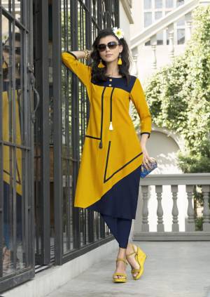 Be It Your College Wear, Office Wear Or Casual Wear, Grab This Readymade Kurti In Yellow Color Fabricated On Rayon. This Kurti Is Avaialble In Mant Sizes And Also It Is Light Weight Which Ensures Superb Comfort.