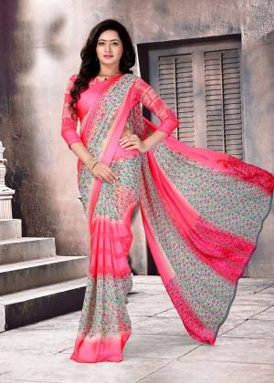 Grab This pretty Casual Saree In Pink And Multi Color Paired With Pink Colored Blouse. This Saree And Blouse Are Fabricated On Satin Silk Beautified With Intricate Prints All Over It. Buy This Saree Now.