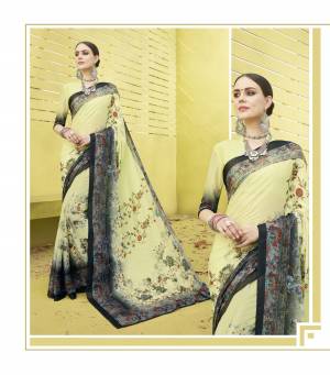 Light Colors Gives A Pretty Simple Look To Your Personality, So Grab This Saree In Light Yellow Color Paired With Light Yellow Colored Blouse. This Saree And Blouse are Fabricated On Cotton Silk Beautified With Prints. 