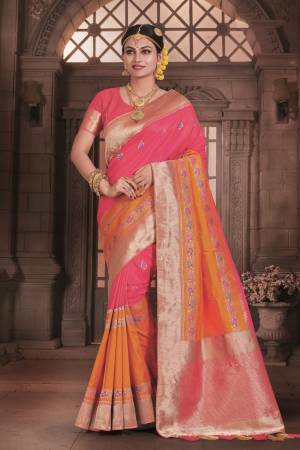 Shine Bright Wearing This Saree In Pink Color Paired With Pink Colored Blouse. This Saree And Blouse Are Fabricated On Art Silk Beautified With Weave All Over It. This Rich Looking Saree Is Suitable For All Occasion.