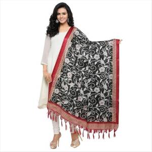 Give A Bold Look To Your Suit By Pairing It With This Lovely Black Colored Dupatta Fabricated On Cotton Art Silk Beautified With Floral Prints All Over It.